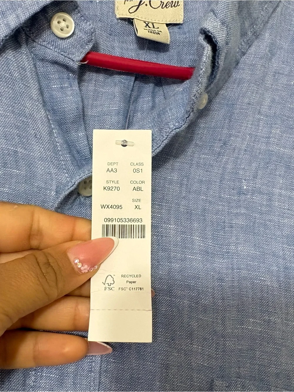 J.Crew Baird McNutt Irish Linen Shirt XL Blue Short Sleeve Button Front NWT - Picture 6 of 15